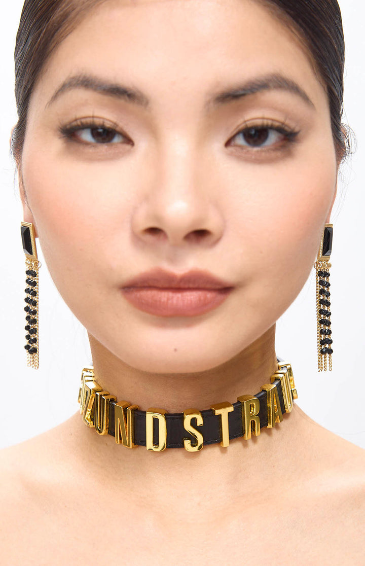 Gala Vintage Golden Black Tassel Earrings.