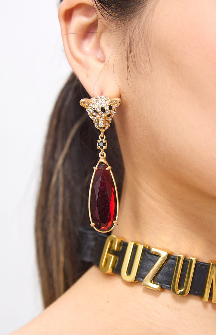 Jita Leopard Head Shape Diamond Vintage Earrings.