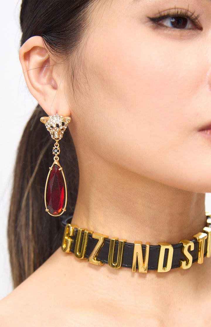 Jita Leopard Head Shape Diamond Vintage Earrings.