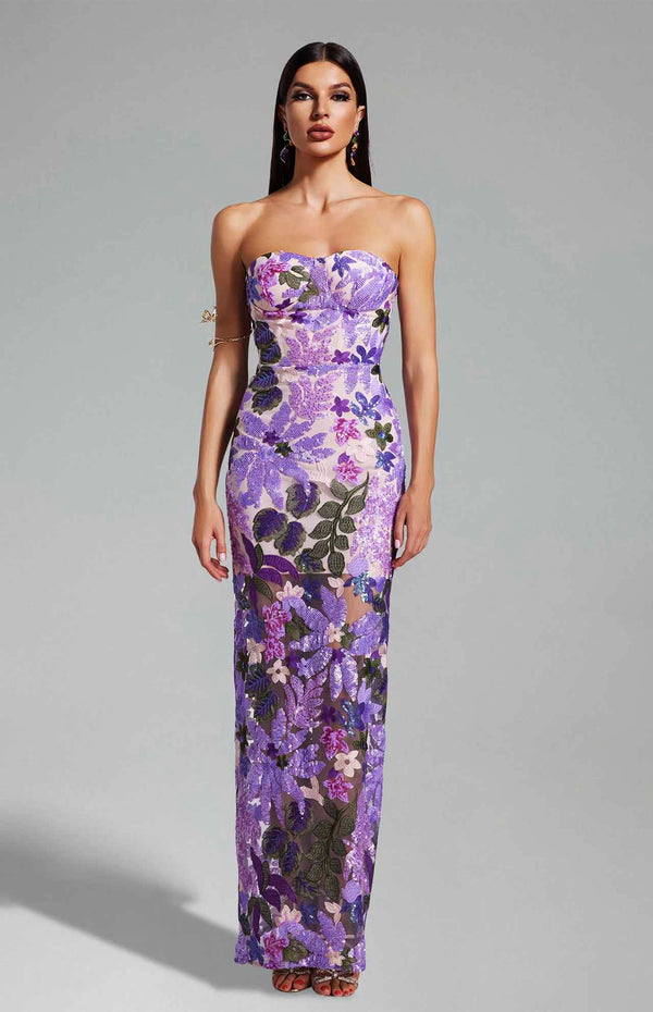 Jufla Floral Sequin Midi Dress