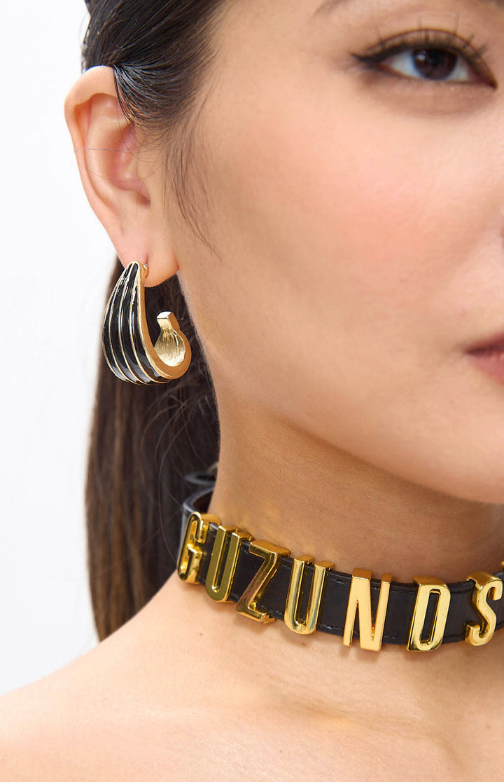 Leaf Black Golden Vintage Earrings.