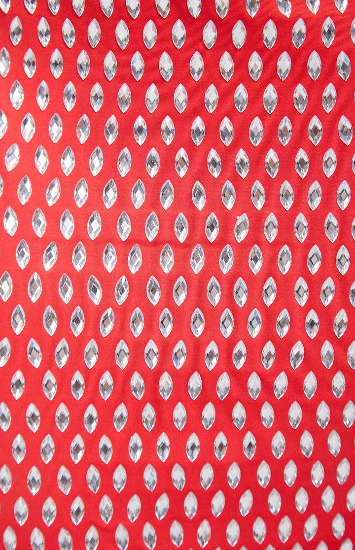 Nure Embellished Cut-Out Crystal Mini Dress Red.