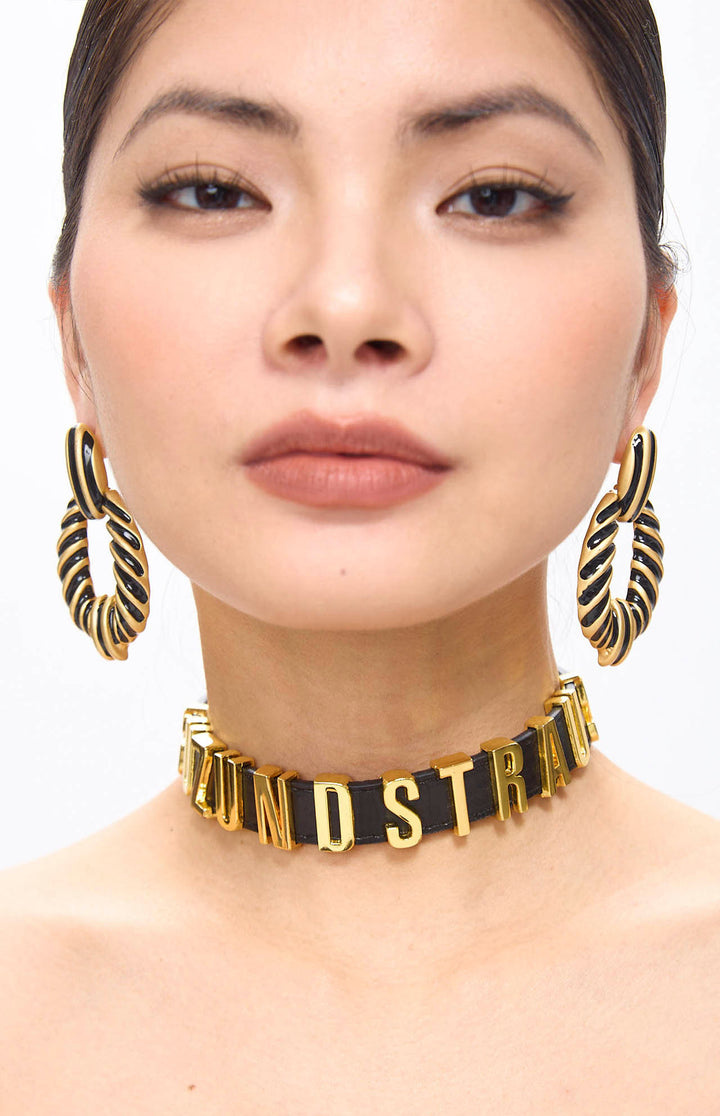 Ore Vintage Golden Black Hoop Earrings.