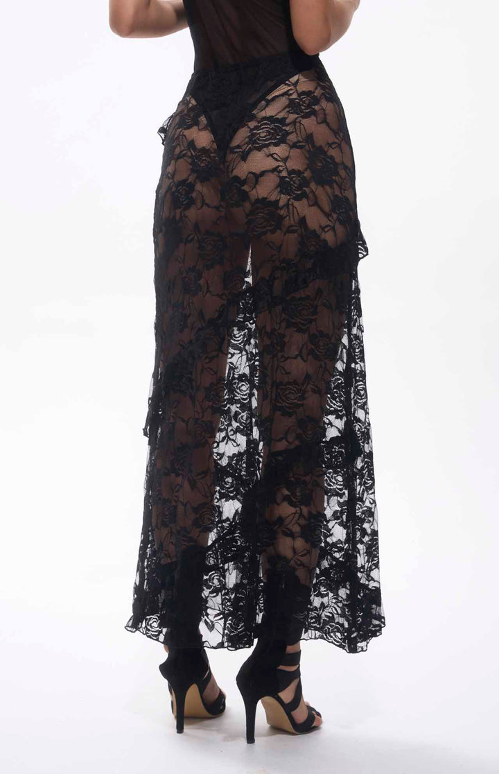 Serna Assymetrical Guipure Lace Skirt.