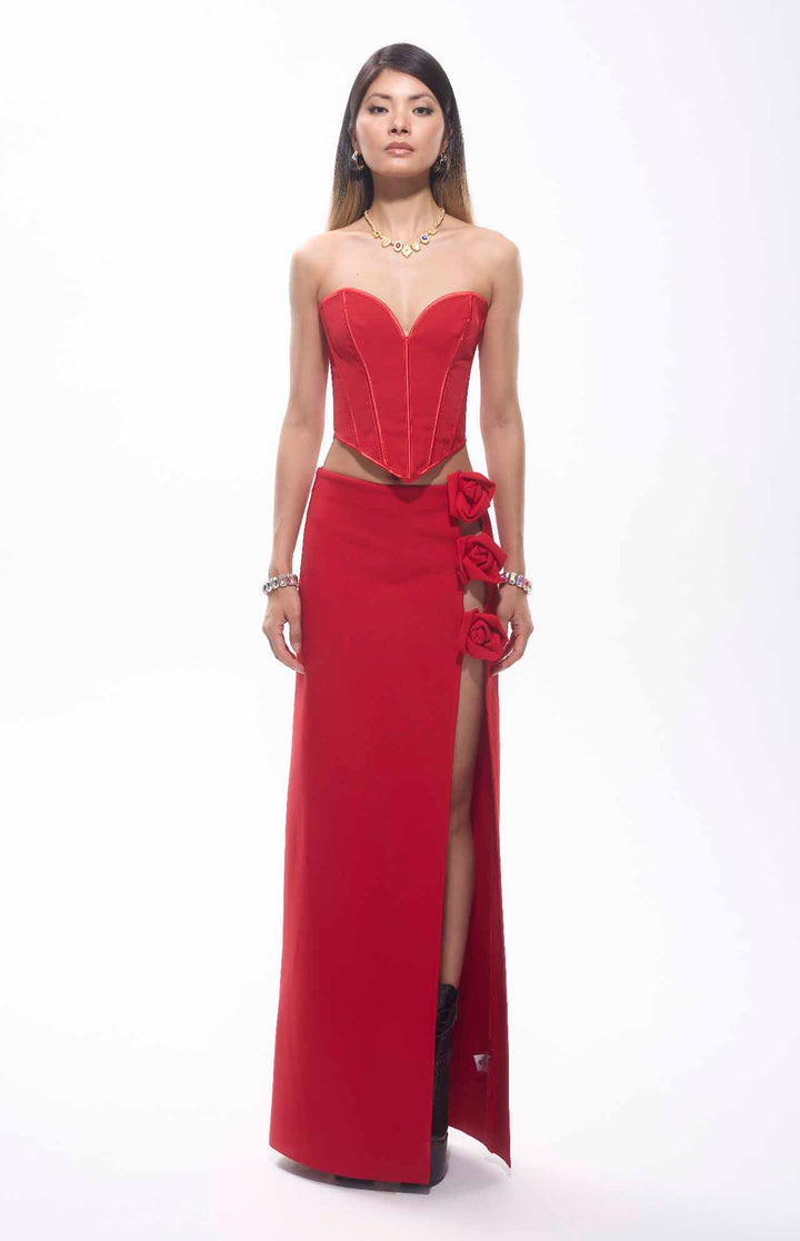Umee Heart Shape Corsette Top Red.