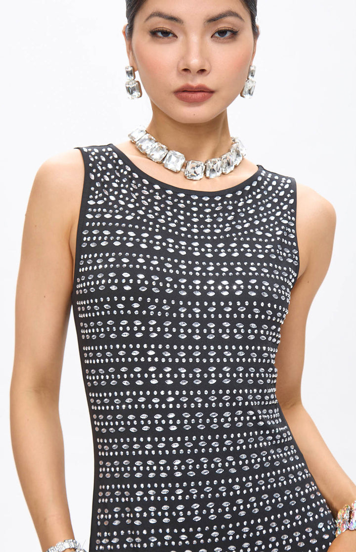 Woba Embellished Crystal Maxi Dress Black.